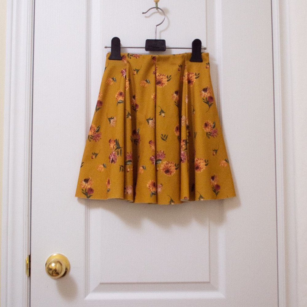 Zara floral circle skirt - mustard yellow